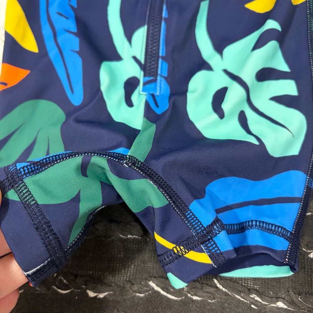 Hanna Andersson Rash Guard Swim Suit Zip Up Unisex Tropical Leaves Sz 3-6 Months - Picture 4 of 4